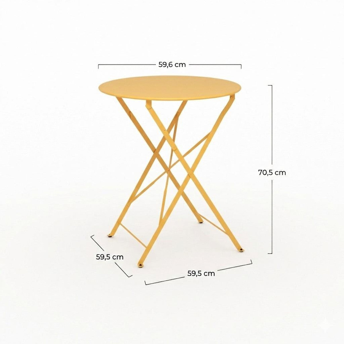 Rendez vous déco Table de jardin ronde et pliante en métal jaune beurre 2 personnes-Kayla