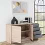 Voir la diapositive 5 : VS VENTA-STOCK Buffet Panama 4 tiroirs, 2 Portes, Couleur Bois et Gris, 136 cm Largeur