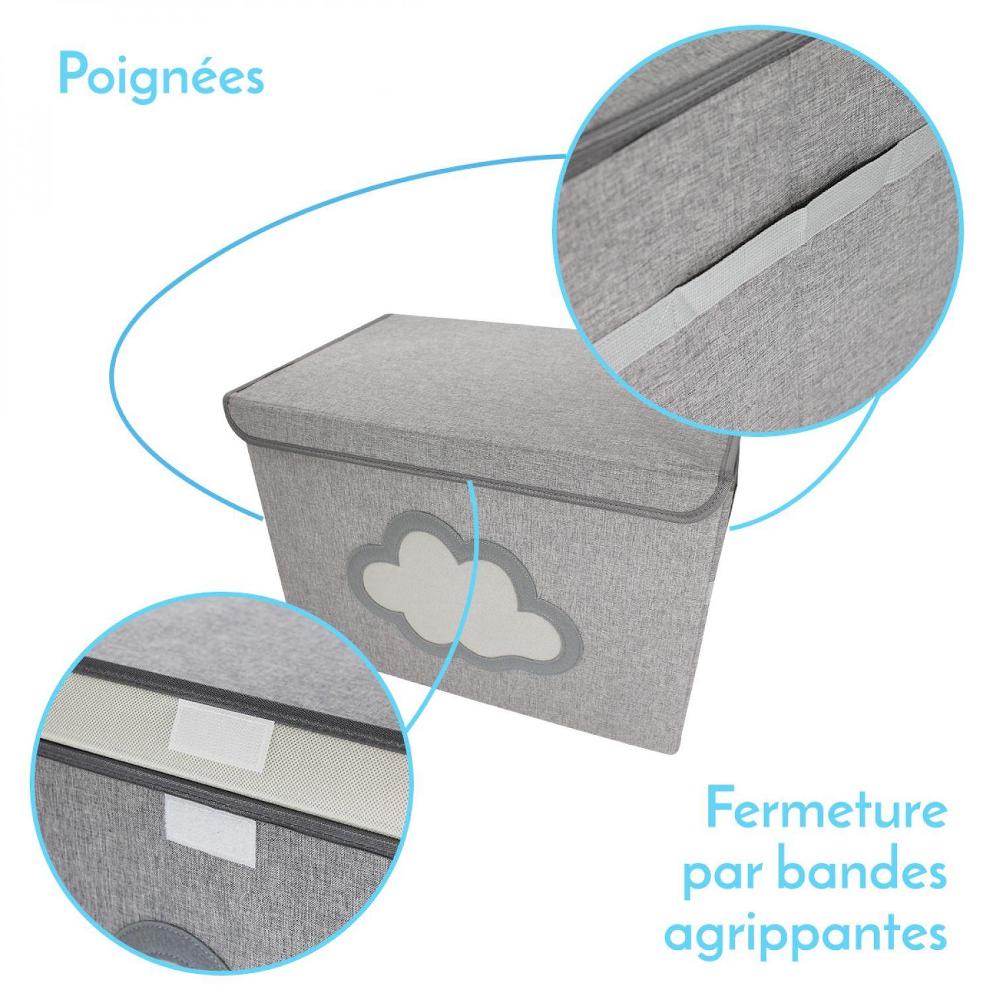 Voir la diapositive 3 : Monsieur Bébé Lot de 2 boites de rangement, coffre à jouets pour enfant avec couvercle - 50 x 35.5 x 35 cm - Gris Nuage