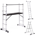 ID MARKET Échafaudage aluminium échelle multifonction avec plateforme modulable sur roues, hauteur 165 CM