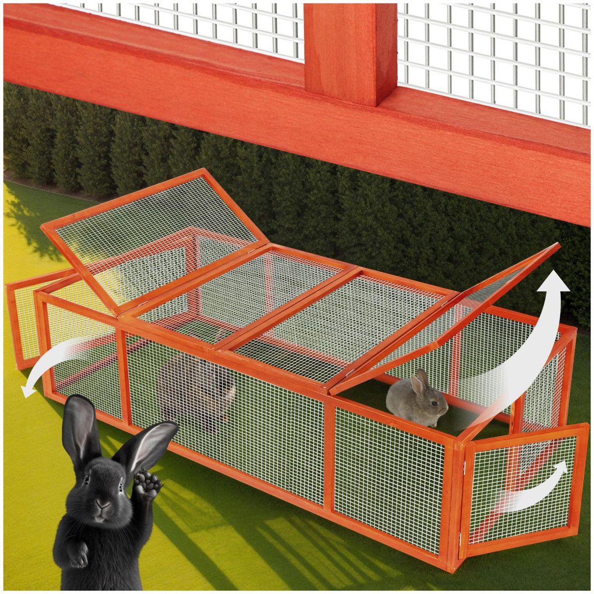 tectake Enclos pour rongeurs en bois marron