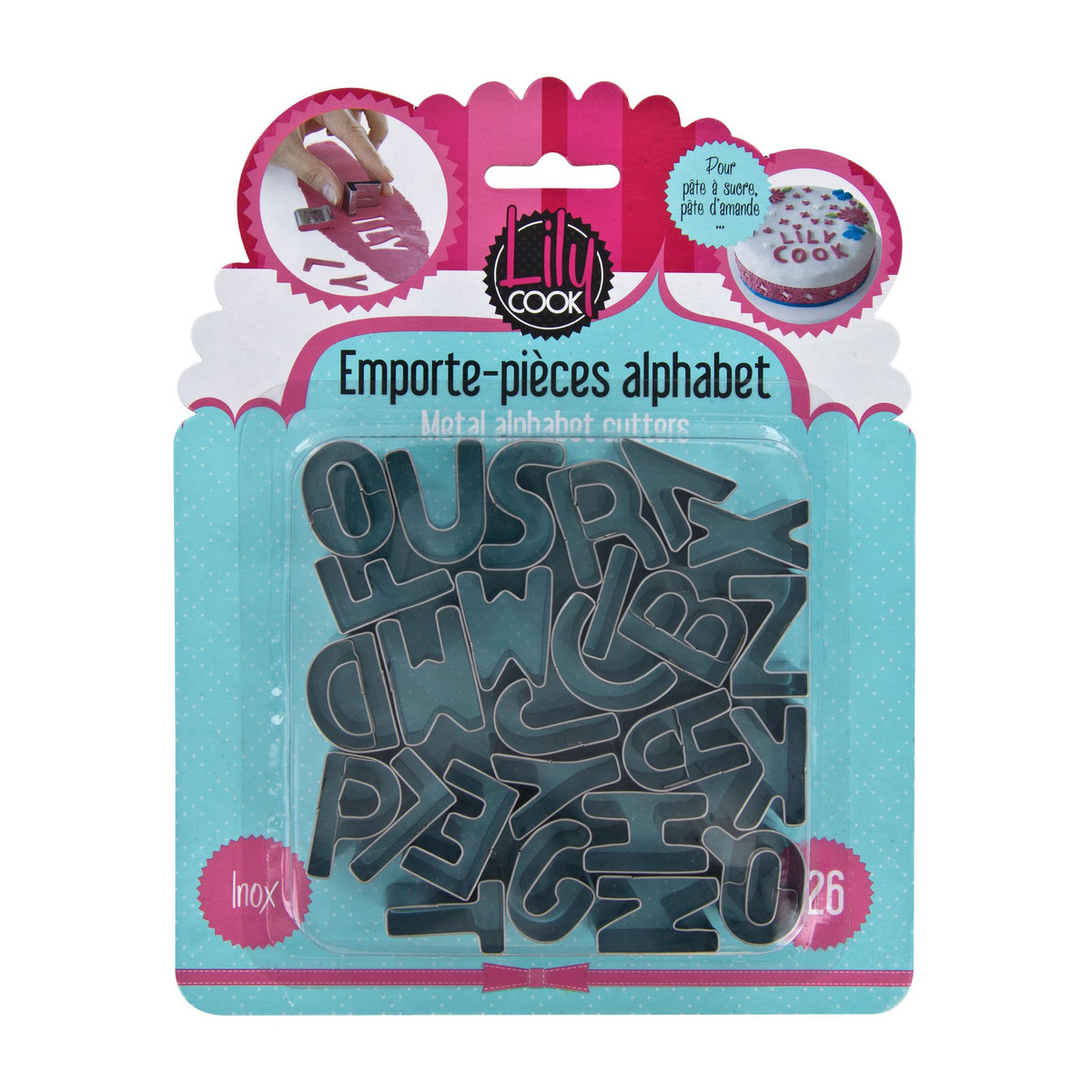 Emporte-pièce 26 lettres alphabet en inox