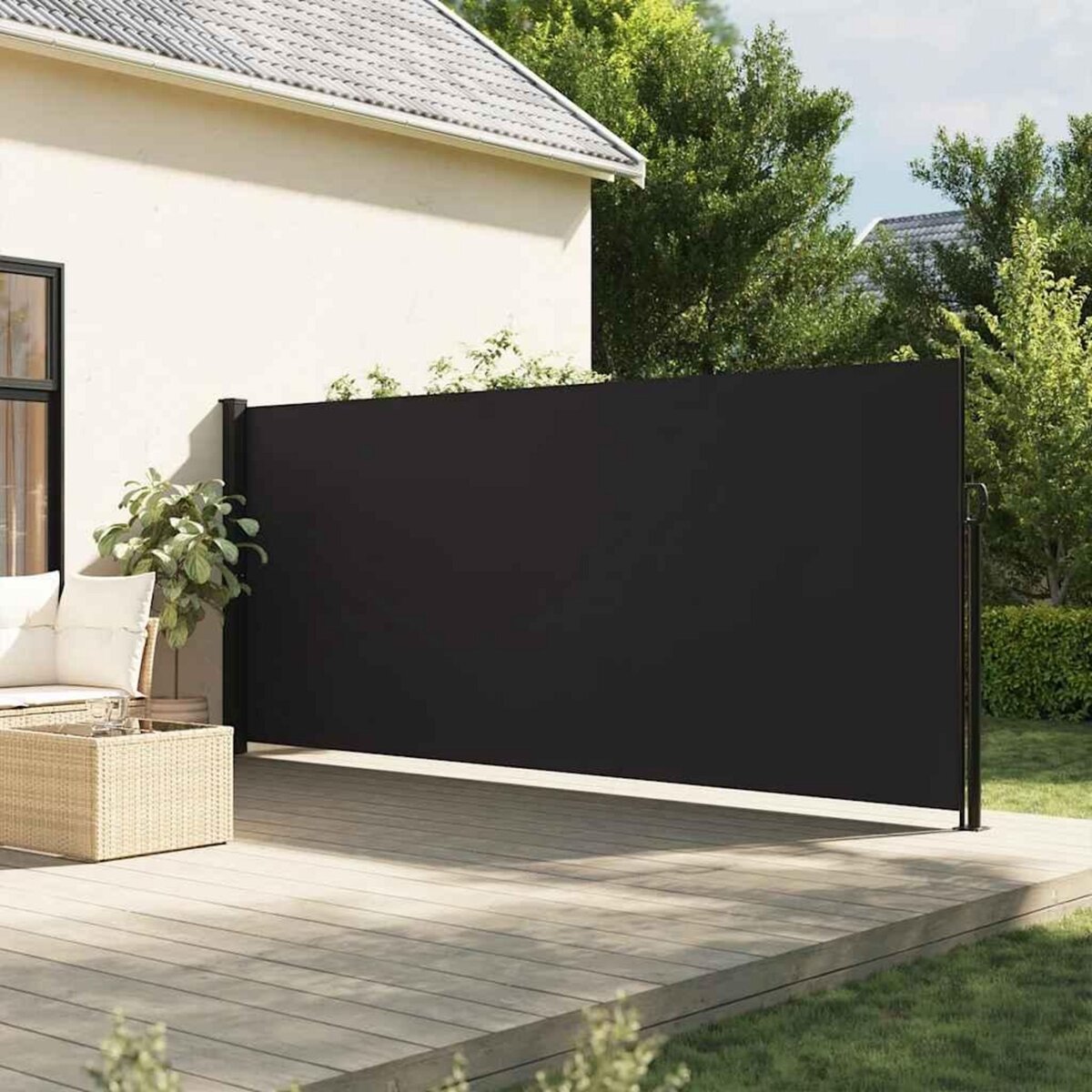 VIDAXL Auvent lateral retractable noir 160x600 cm