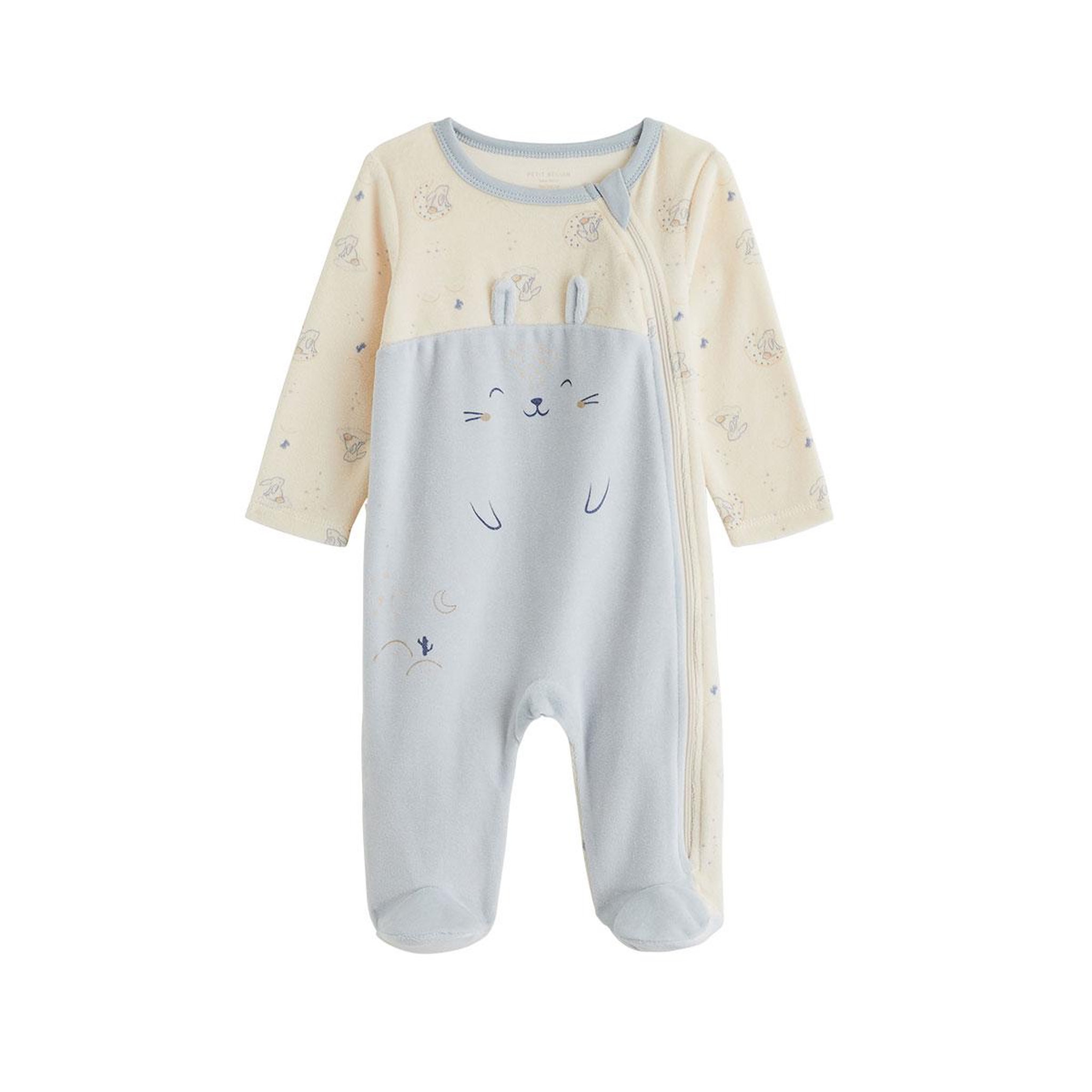 Voir la diapositive 1 : PETIT BEGUIN Pyjama bébé en velours ouverture zippée voix lactée