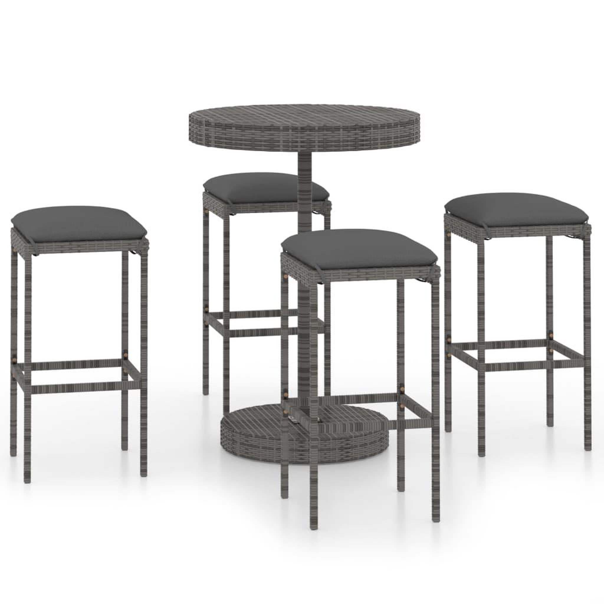 Voir la diapositive 2 : VIDAXL Ensemble de bar de jardin 5 pcs et coussins Resine tressee Gris