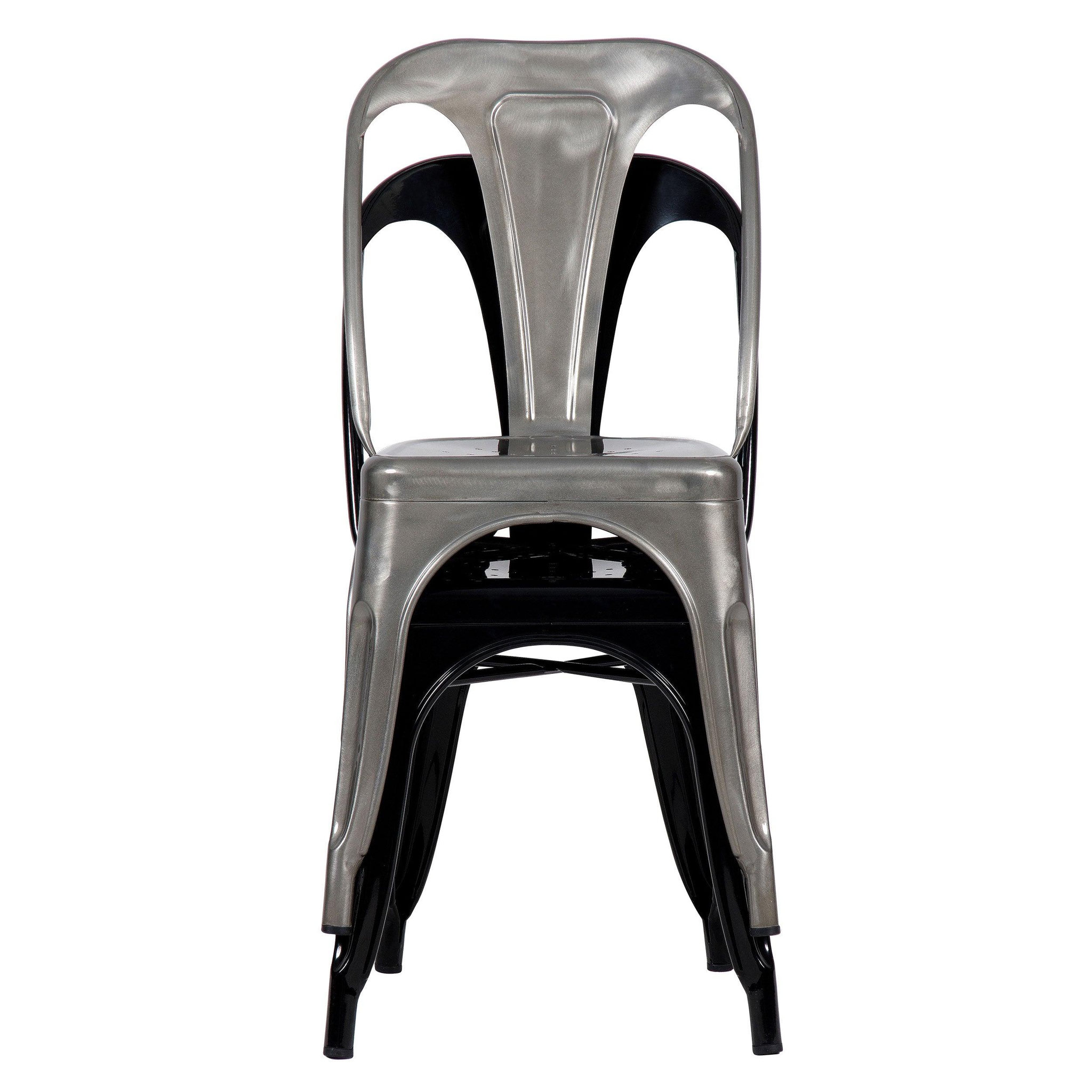 Voir la diapositive 5 : MAISON PAVANE Lot de 2 chaises en métal chromé-indus