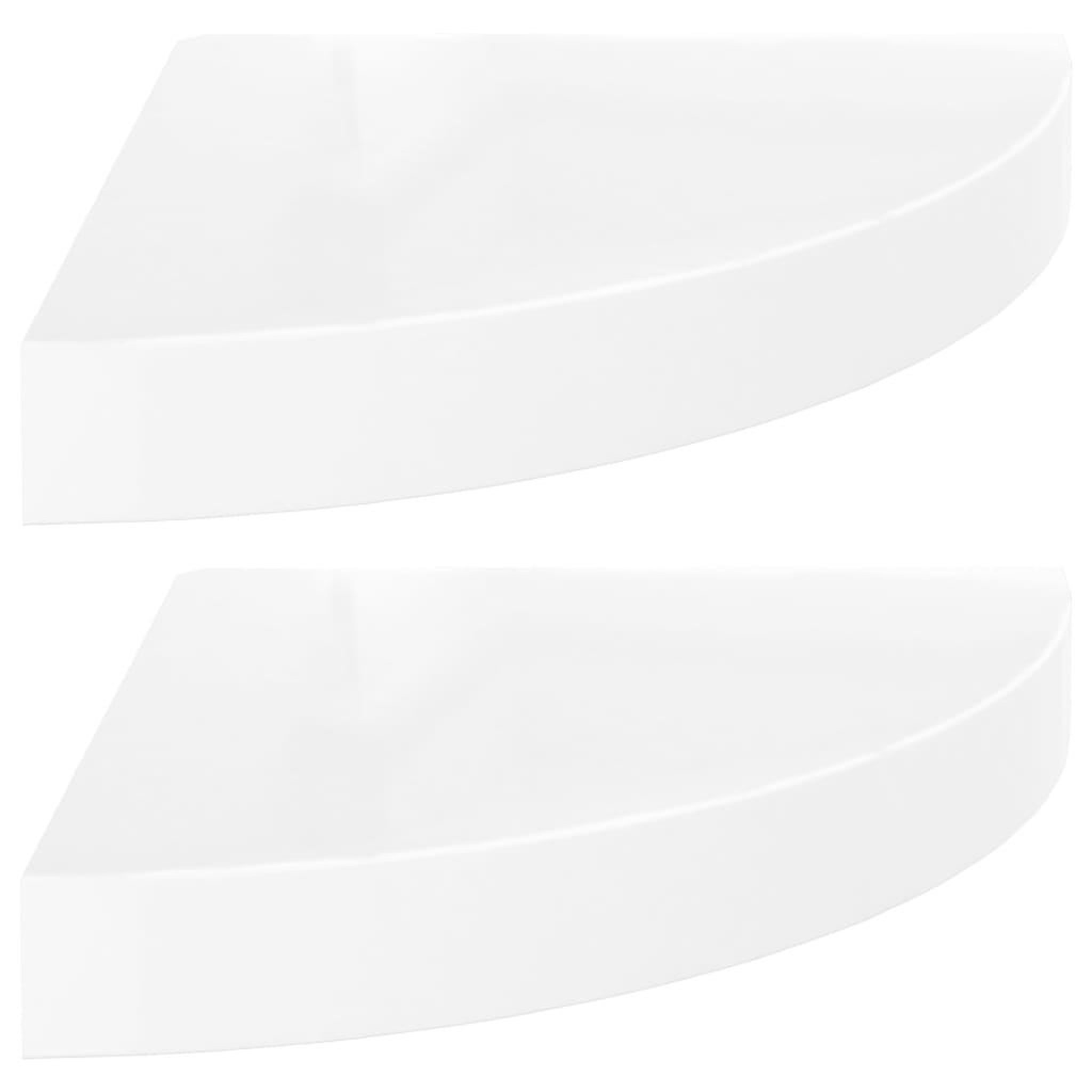 Voir la diapositive 2 : VIDAXL Etageres d'angle flottantes 2pcs blanc brillant 25x25x3,8cm MDF