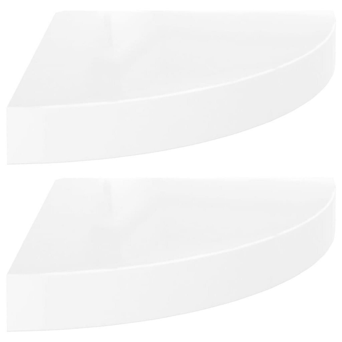 VIDAXL Etageres d'angle flottantes 2pcs blanc brillant 25x25x3,8cm MDF