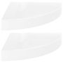Voir la diapositive 2 : VIDAXL Etageres d'angle flottantes 2pcs blanc brillant 25x25x3,8cm MDF