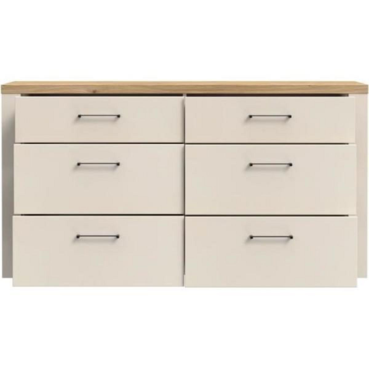 MARKET24 Commode - NELLEKE - 6 tiroirs - Sable / Bois - L156,3 x P41,3 x H83,1 cm