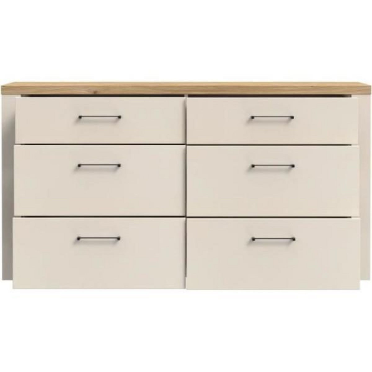 MARKET24 Commode - NELLEKE - 6 tiroirs - Sable / Bois - L156,3 x P41,3 x H83,1 cm