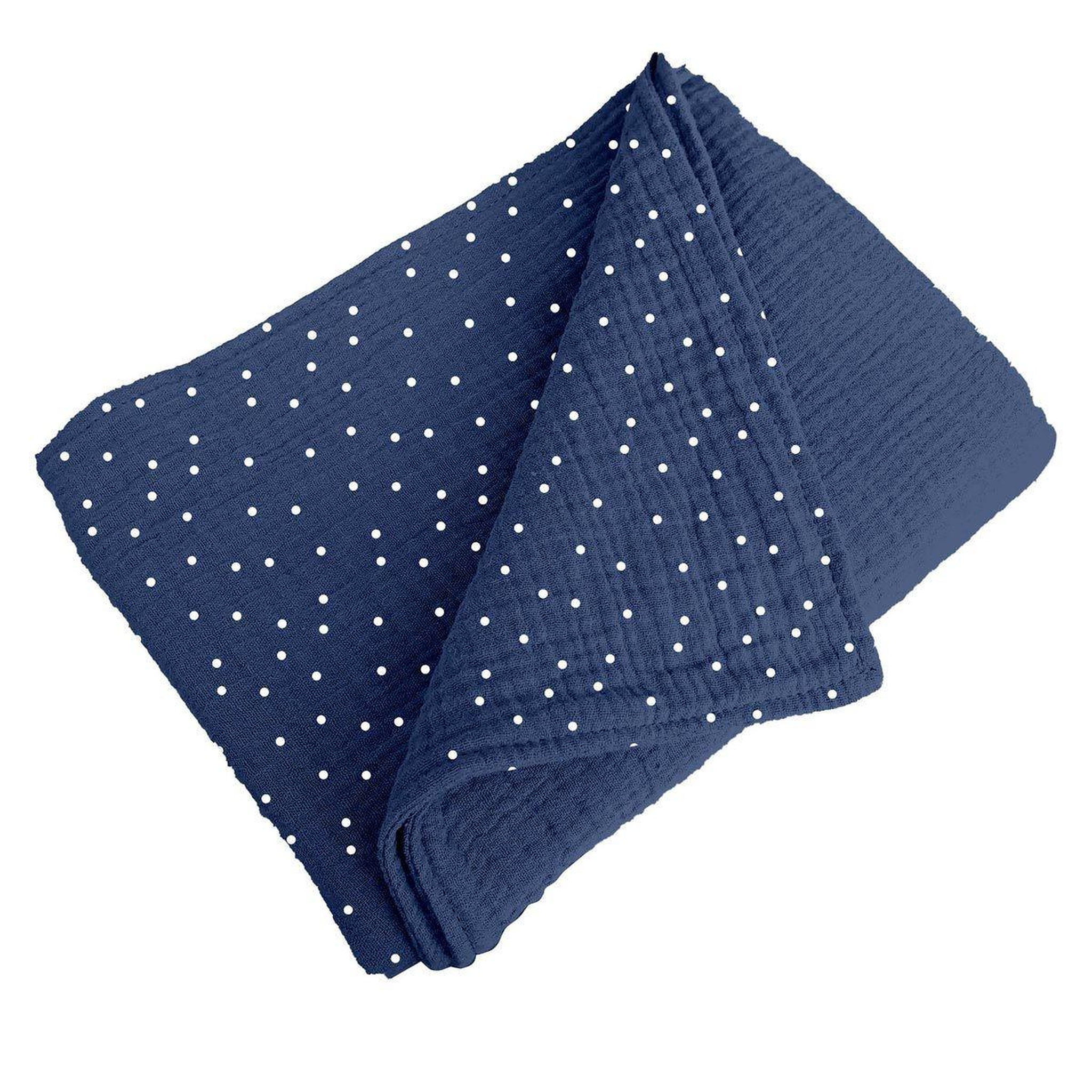 BEBE DOUCEUR Couverture pour bébé  coton  75x75cm bleu foncé