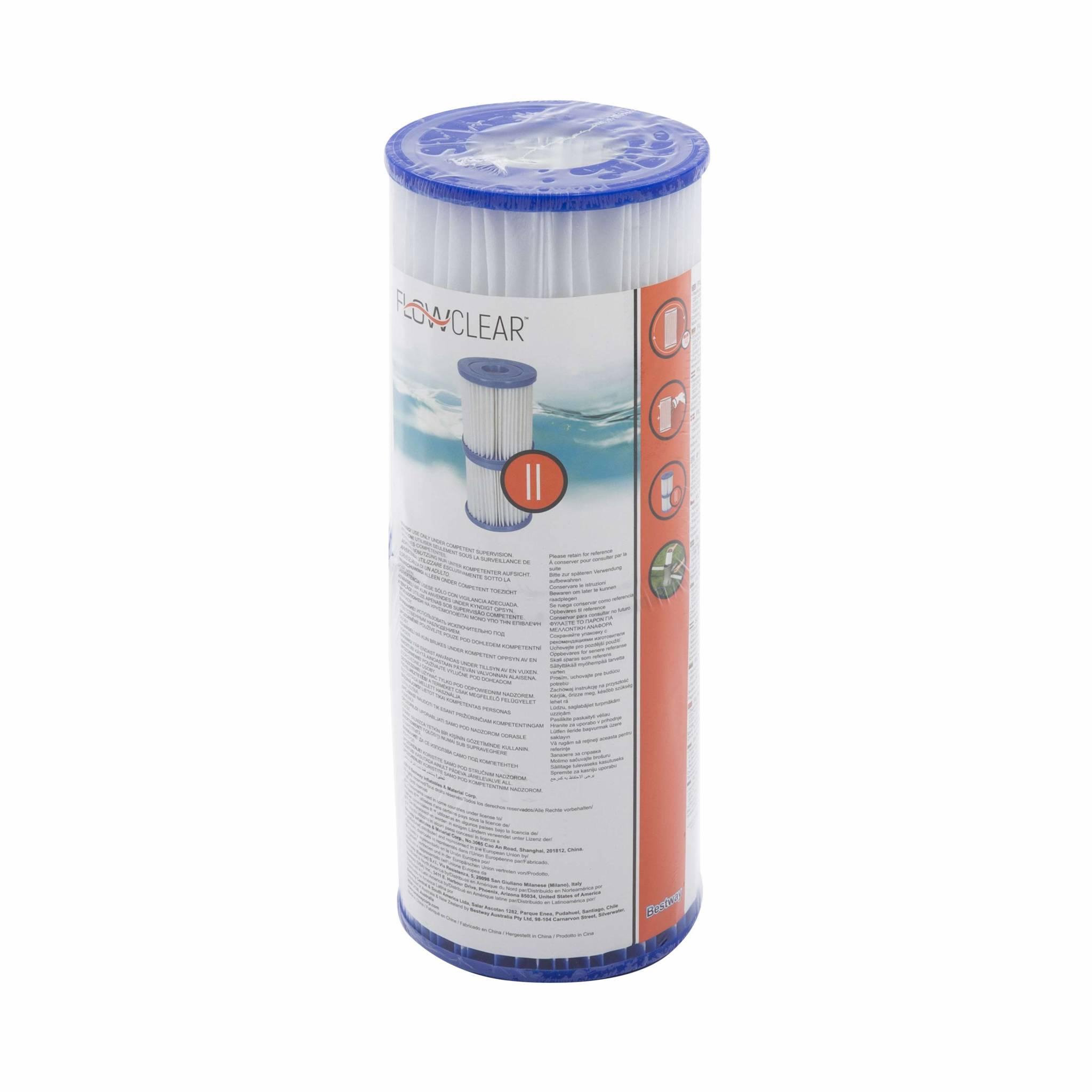 Voir la diapositive 5 : SWEEEK Lot de 2 cartouches filtrantes pour piscine Bestway - type 2  - Ø10.6x13.6cm compatibles avec Bestway Aral. Onéga. Opalite. Peridot. Côme. Vostok 4x2 et 5x2. Spinelle 4x2. Volta.