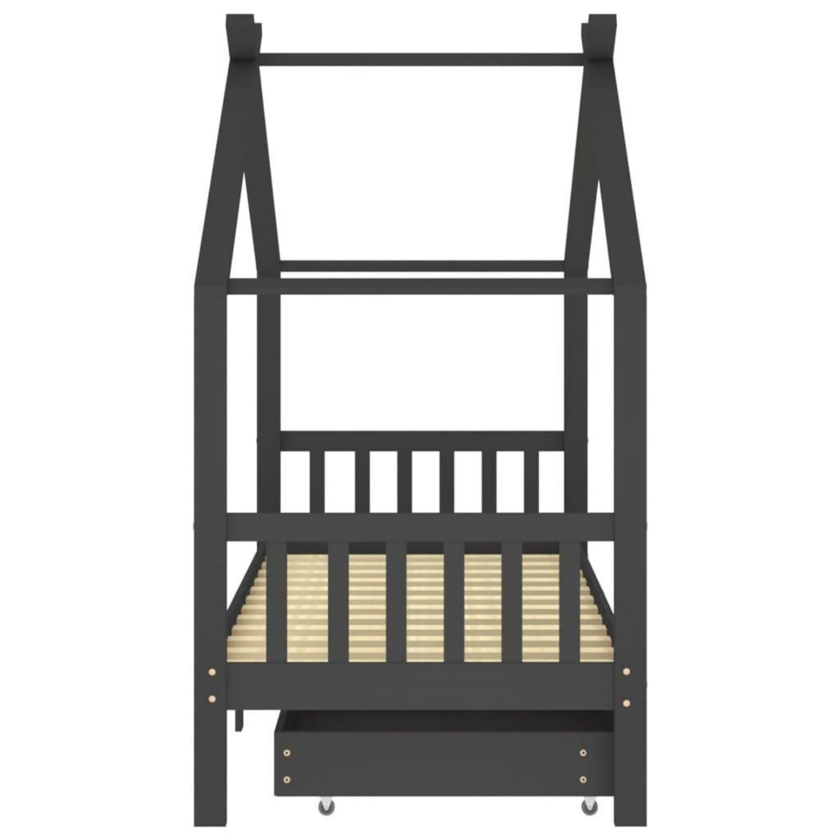VIDAXL Cadre de lit d'enfant avec tiroirs Gris fonce Pin 90x200 cm
