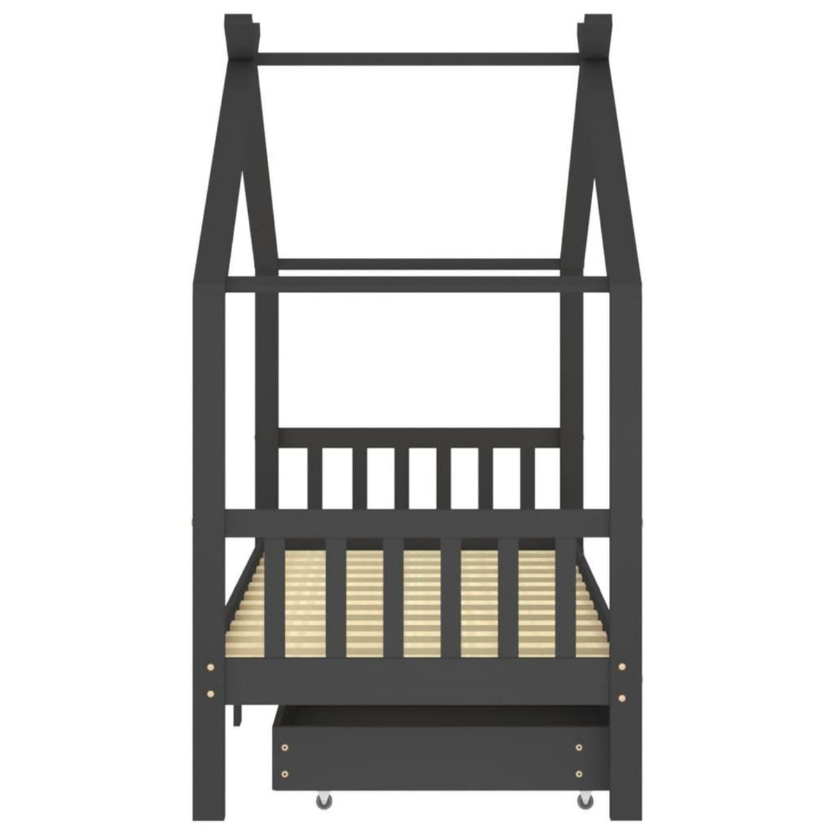 VIDAXL Cadre de lit d'enfant avec tiroirs Gris fonce Pin 90x200 cm