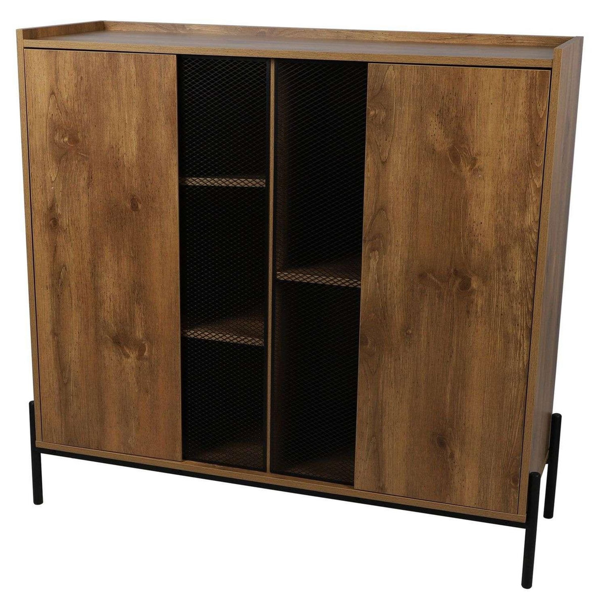 DIVERS Buffet 2 portes Helio en bois et métal - Marron et noir