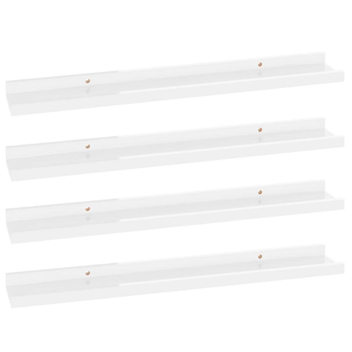 VIDAXL Etageres murales 4 pcs Blanc brillant 60x9x3 cm