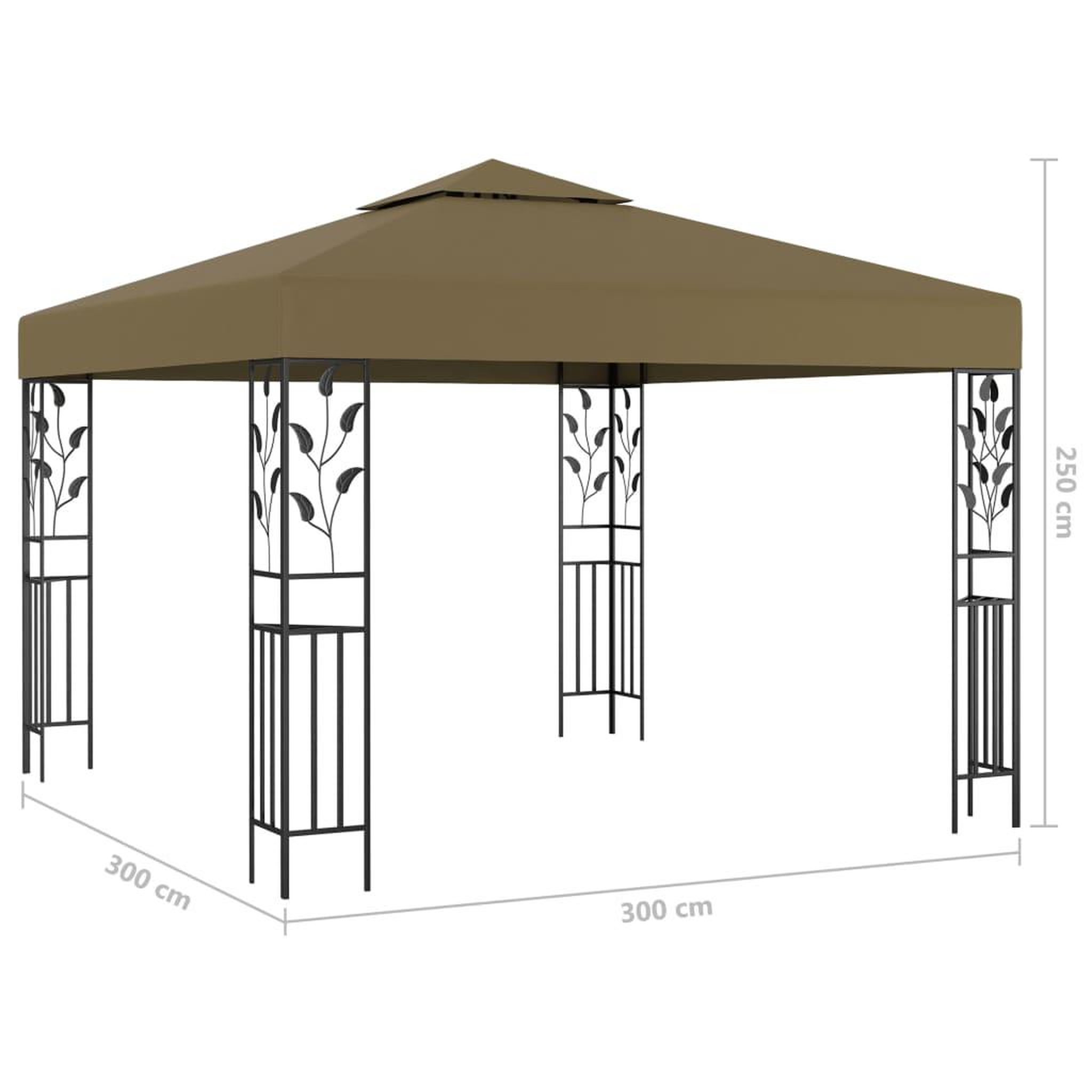 Voir la diapositive 6 : VIDAXL Tonnelle avec guirlande lumineuse a led 3x3 m taupe