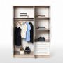 Voir la diapositive 2 : MARKET24 Armoire - Bois aggloméré chene et blanc - Contemporain - Chambre - L 144,6 cm