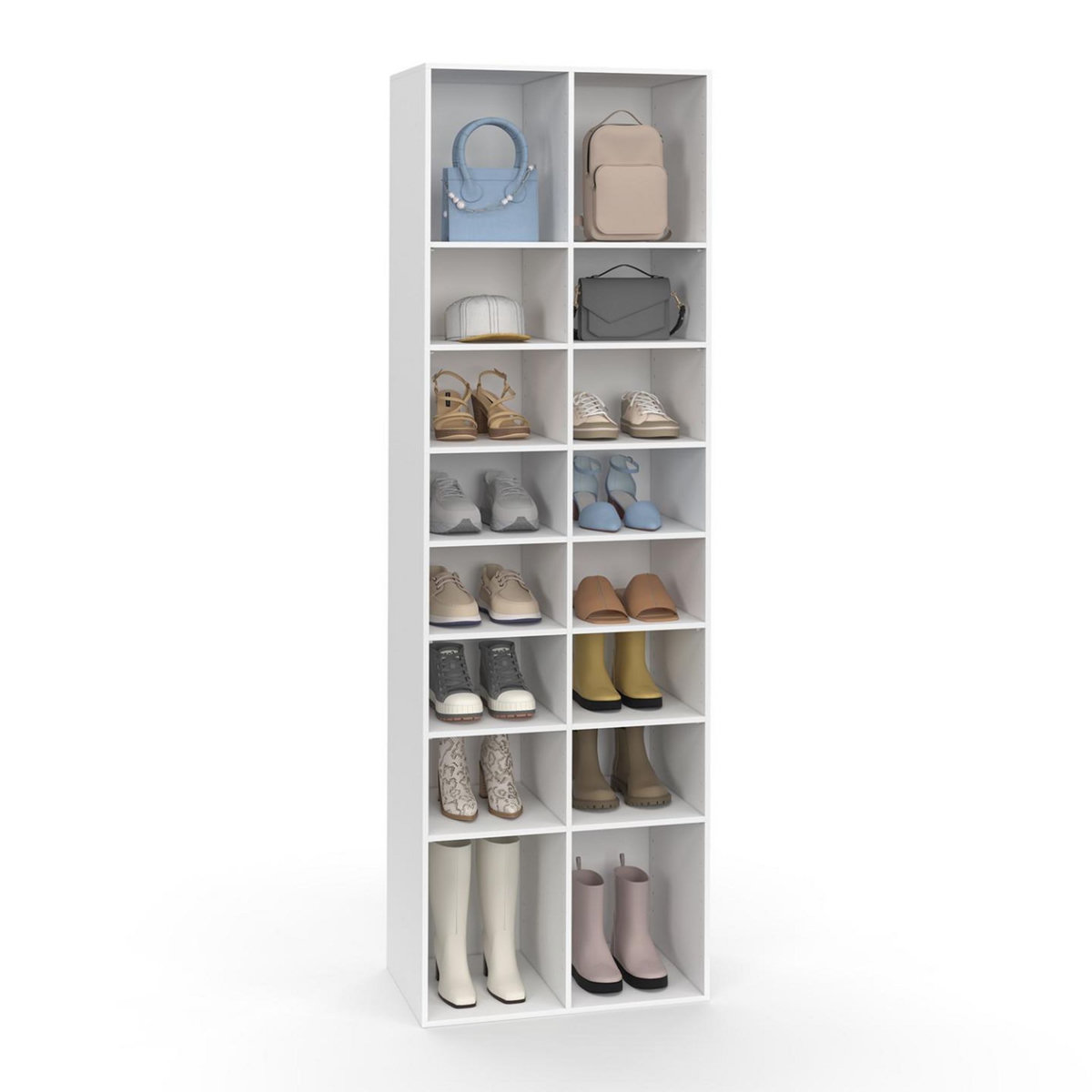 ID MARKET Etagère à chaussures 16 compartiments blanc