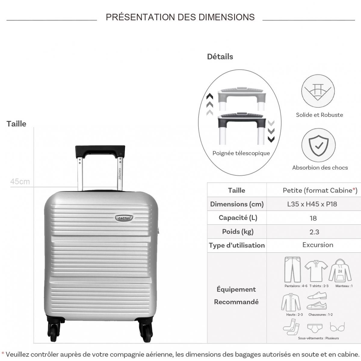 Cactus Valise cabine XS underseat rigide 45cm