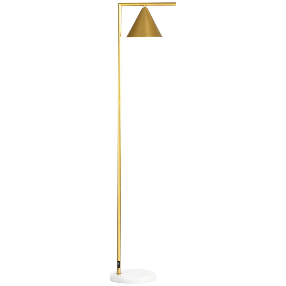 HOMCOM Lampadaire sur pied salon 40W acier doré abat-jour conique orientable base marbre