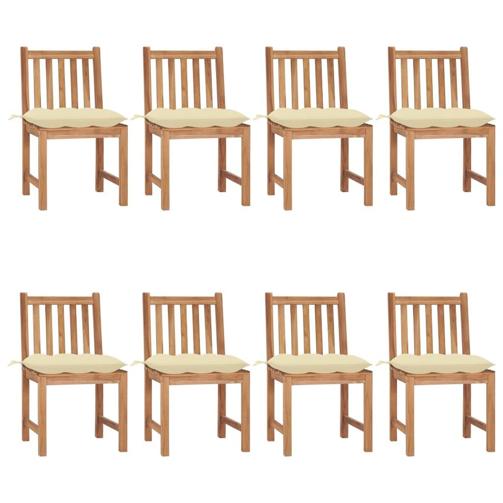 Voir la diapositive 1 : VIDAXL Chaises de jardin lot de 8 avec coussins Bois de teck massif