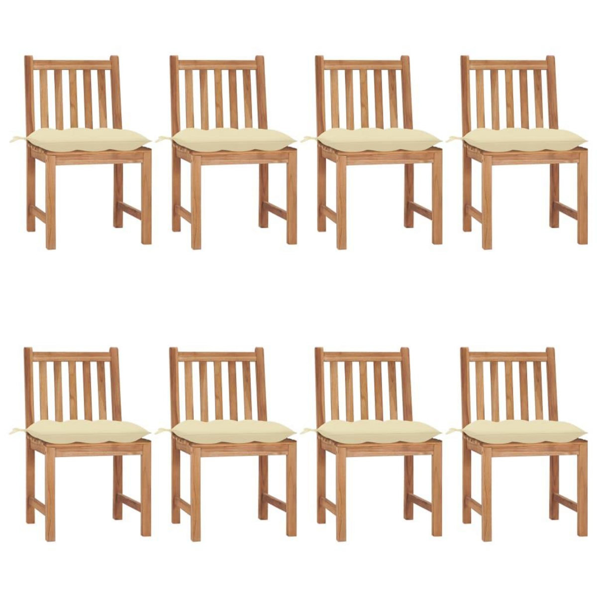 VIDAXL Chaises de jardin lot de 8 avec coussins Bois de teck massif