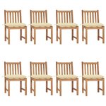 VIDAXL Chaises de jardin lot de 8 avec coussins Bois de teck massif