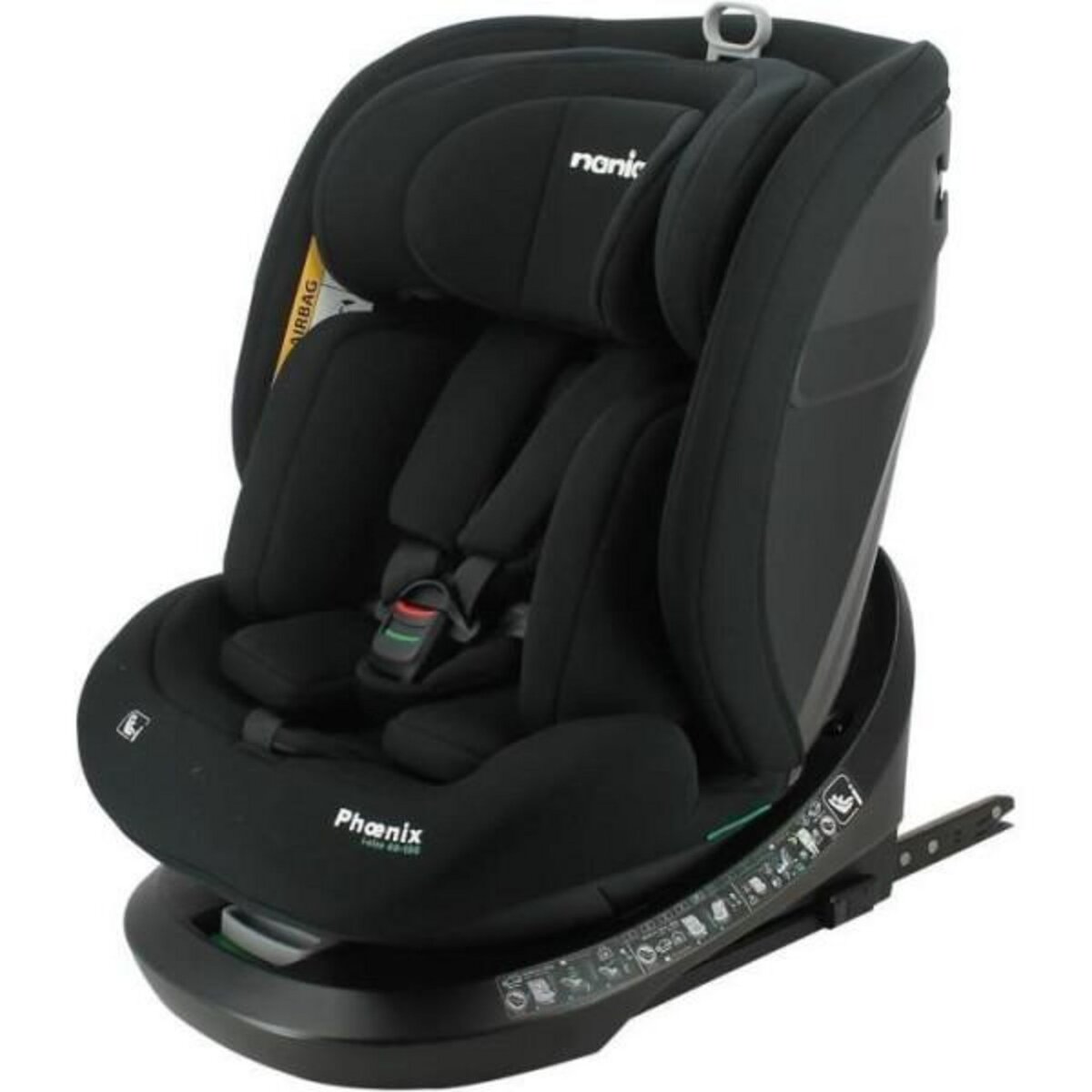 NANIA Siege Auto  isofix - NANIA - PHoeNIX - Groupe 0/1/2/3 - I-Size - Pivotant - Inclinable - Réducteur - Noir