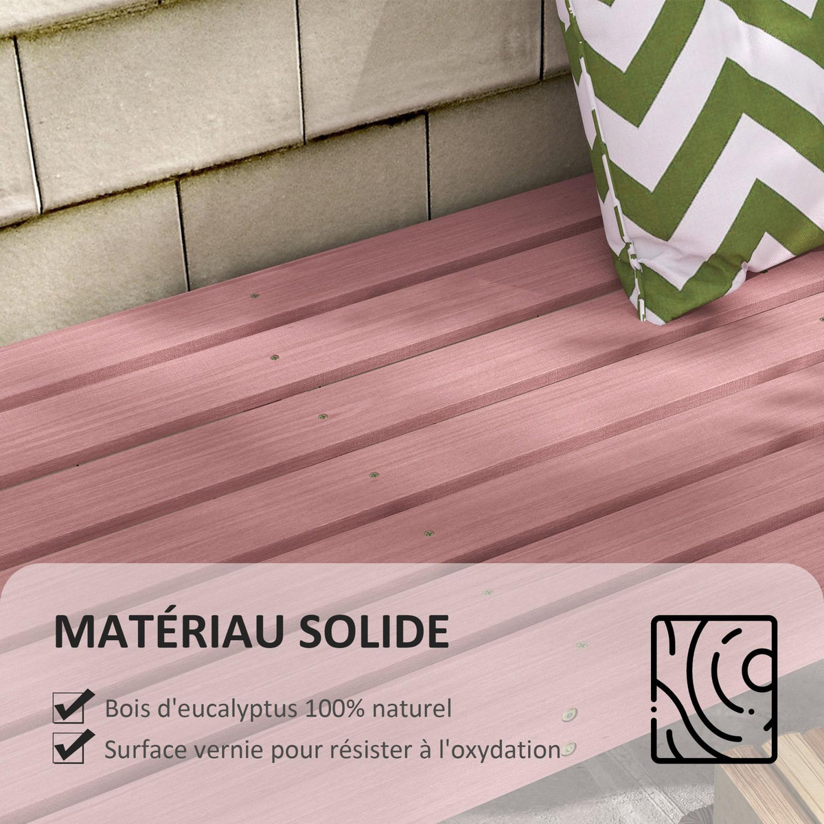 OUTSUNNY Banc de jardin 2 places assise à lattes dim. 115L x 50l x 45H cm bois de jarrah