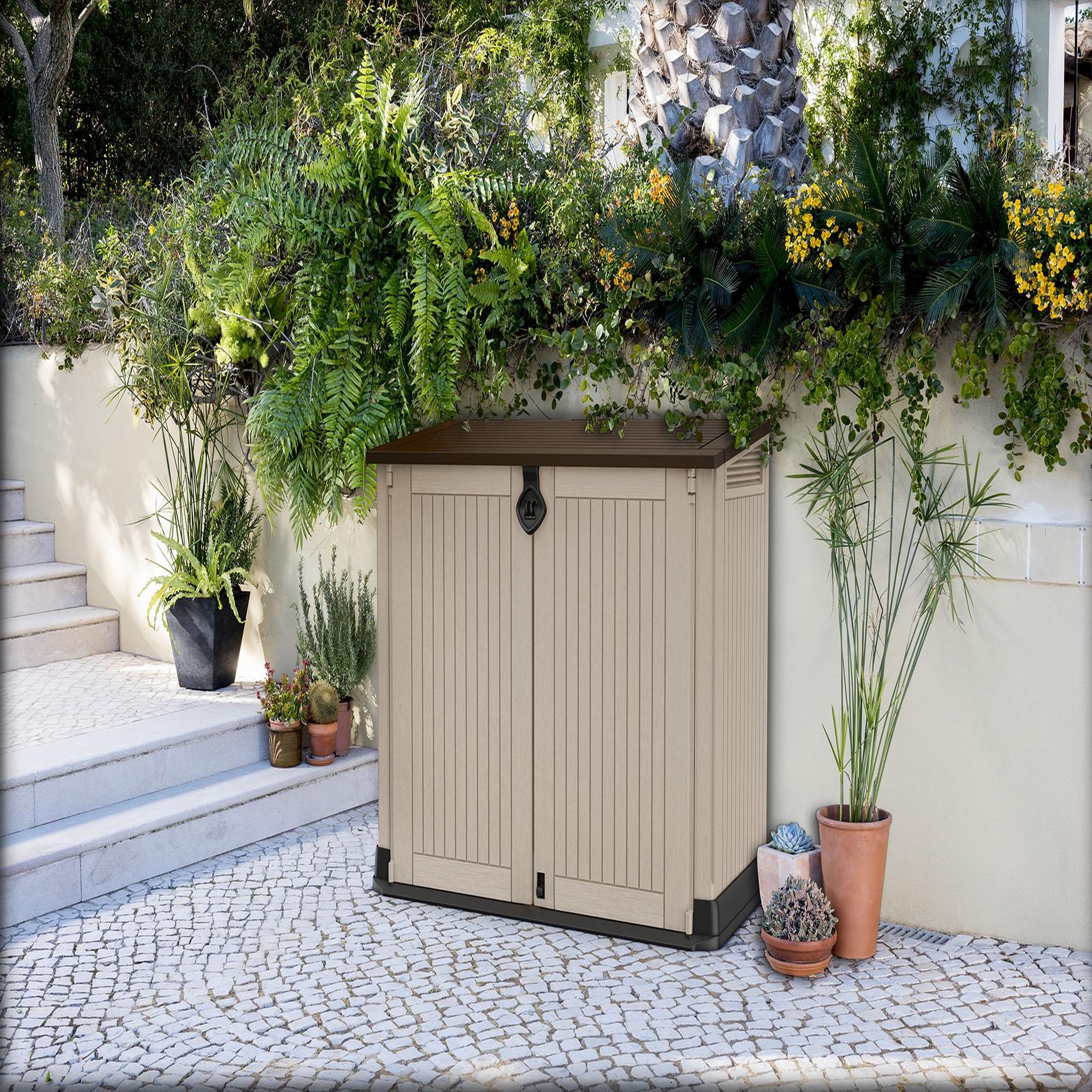 Voir la diapositive 1 : KETER Coffre de jardin multifonction en résine Calama
