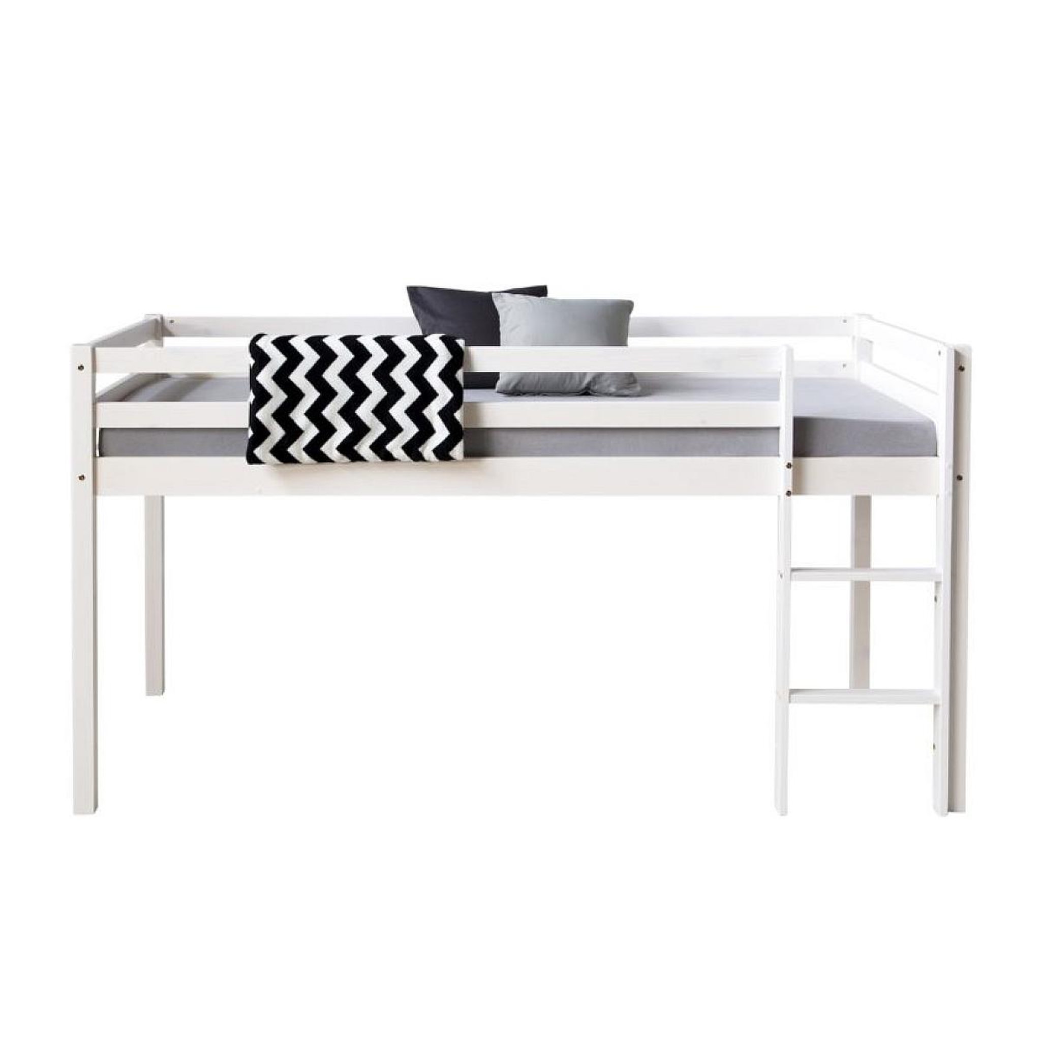 Voir la diapositive 4 : HomeStyle4U Lit mi-haut avec matelas sommier à lattes 90x200
