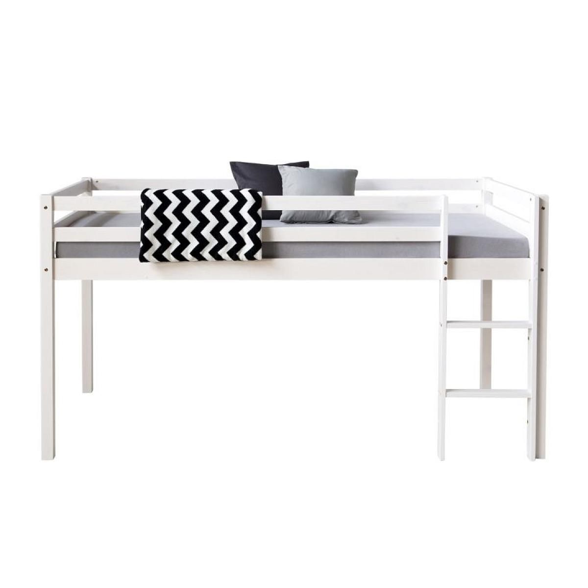 HomeStyle4U Lit mi-haut avec matelas sommier à lattes 90x200