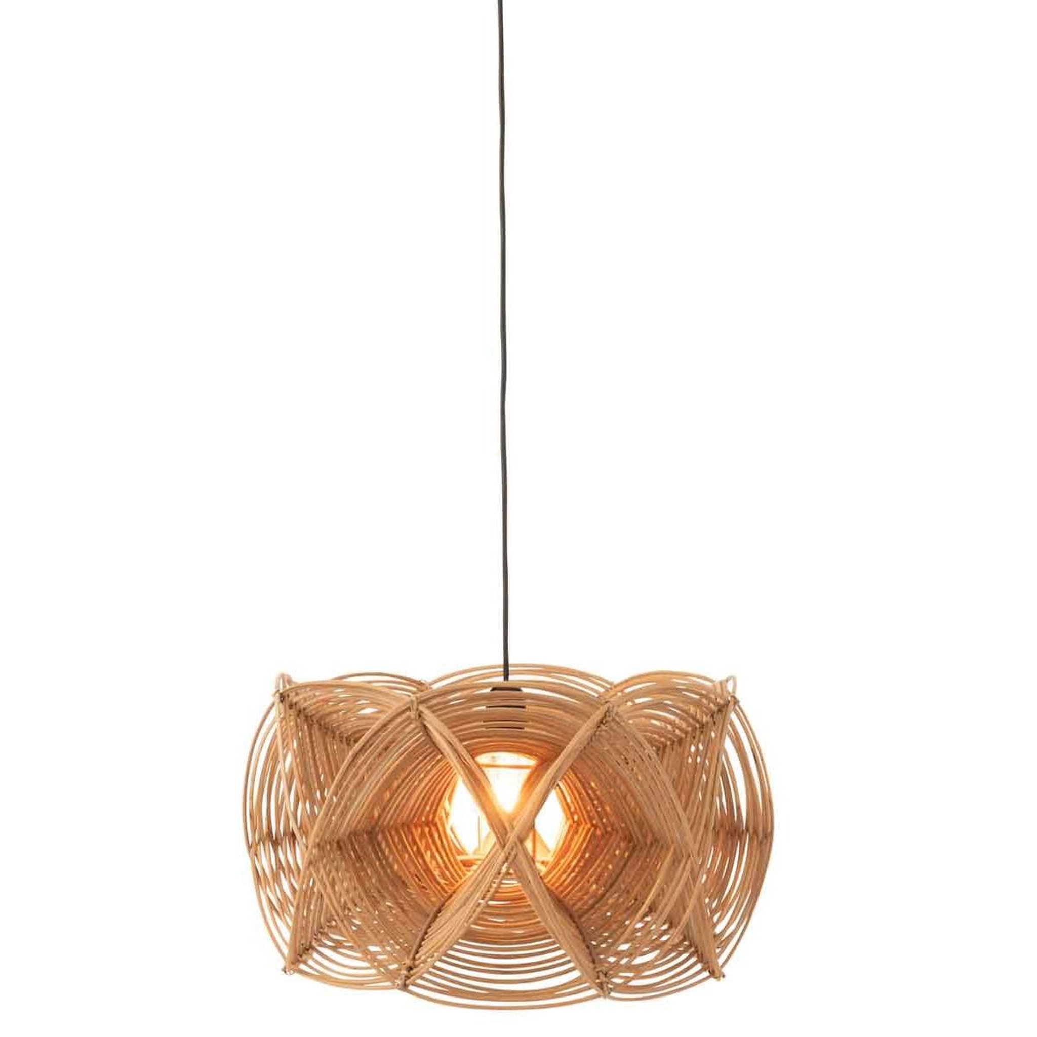 Voir la diapositive 3 : J-LINE Abat-jour suspendu en rotin  vagues  50cm beige