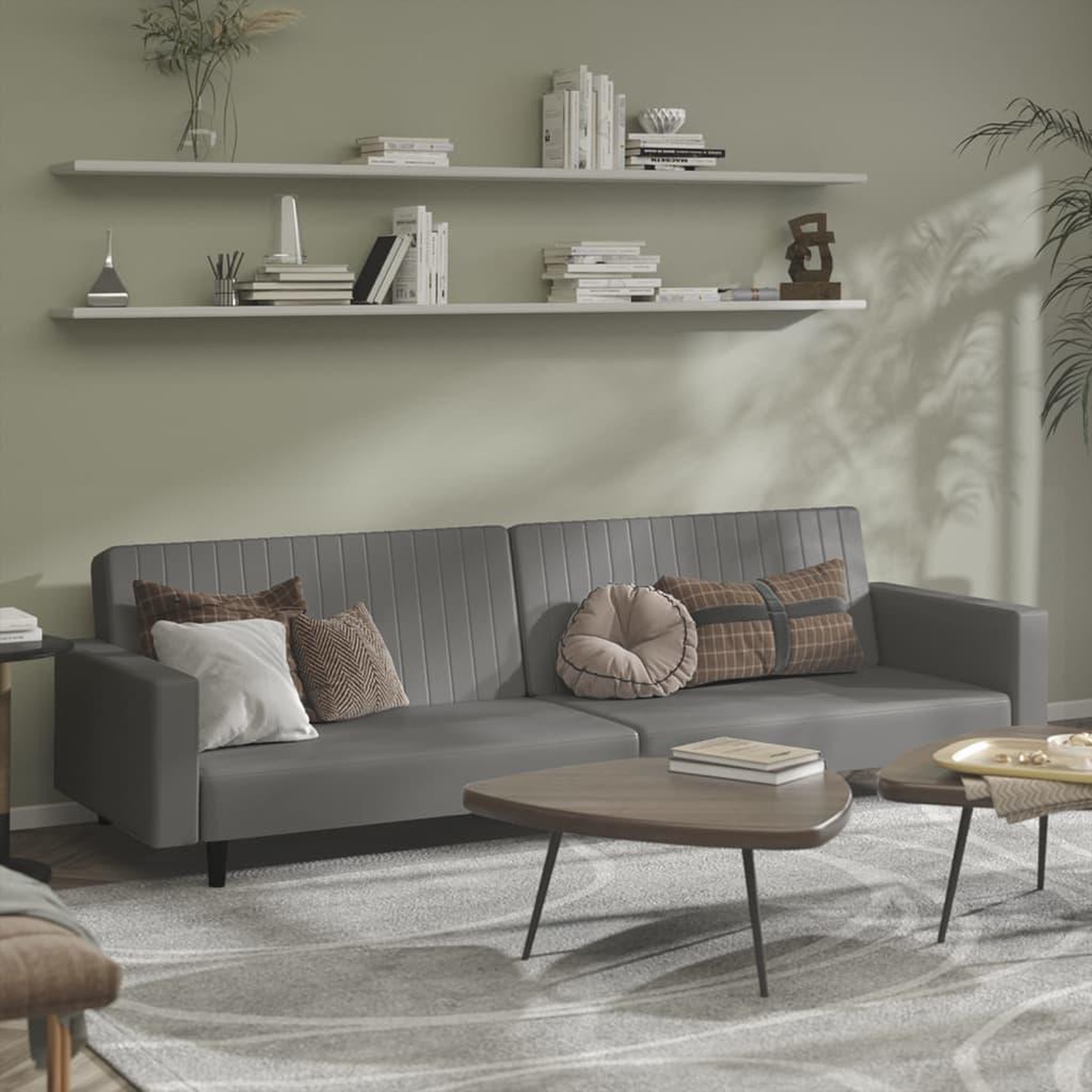VIDAXL Canape-lit 2 places gris similicuir