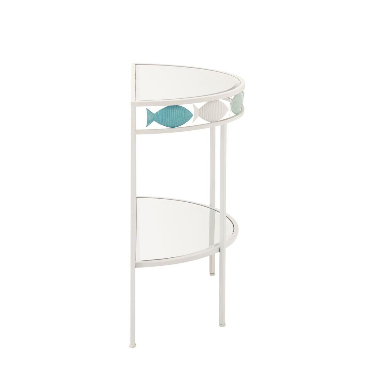 Paris Prix Console en Métal  Poisson  80cm Blanc & Bleu