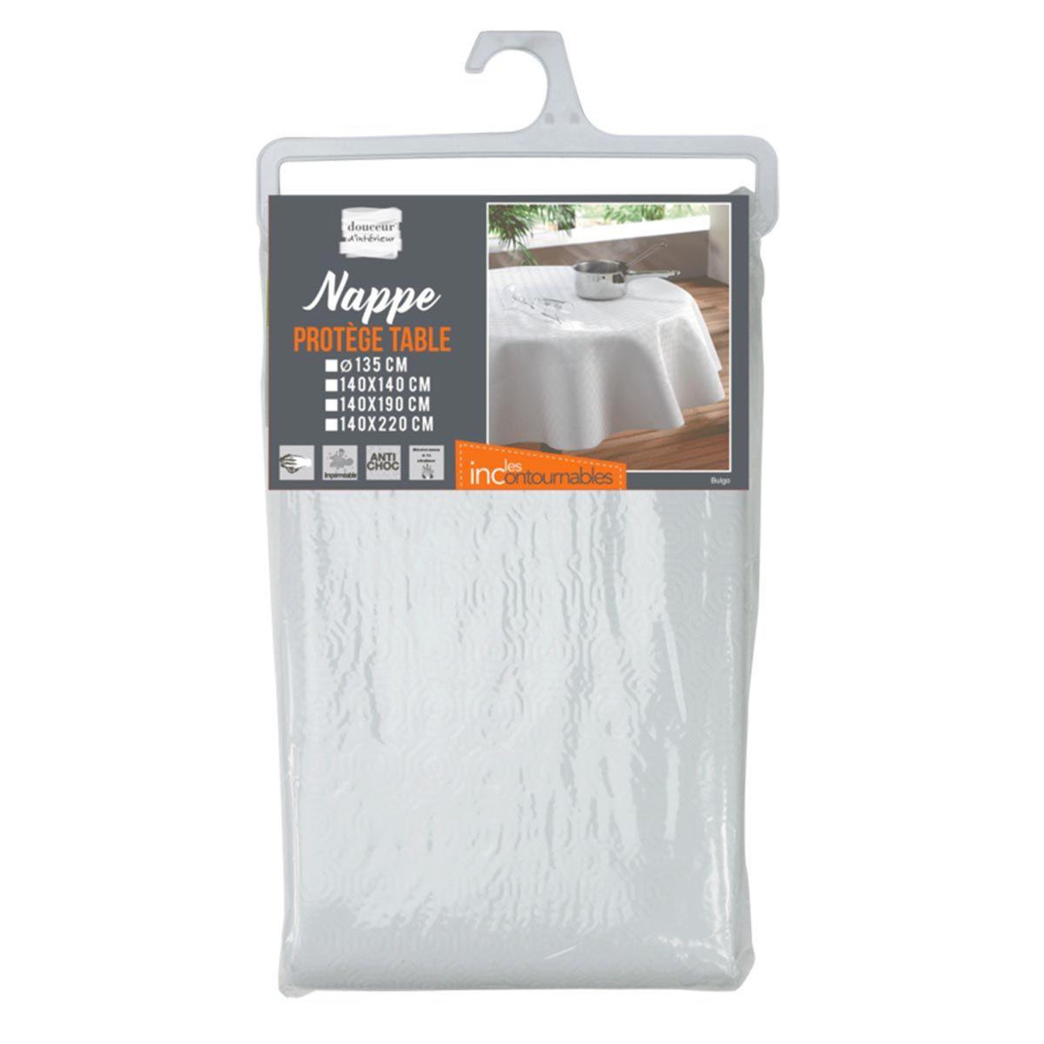 Voir la diapositive 5 : Douceur d'Intérieur Sous nappe protège table  bulgo  140x140cm blanc