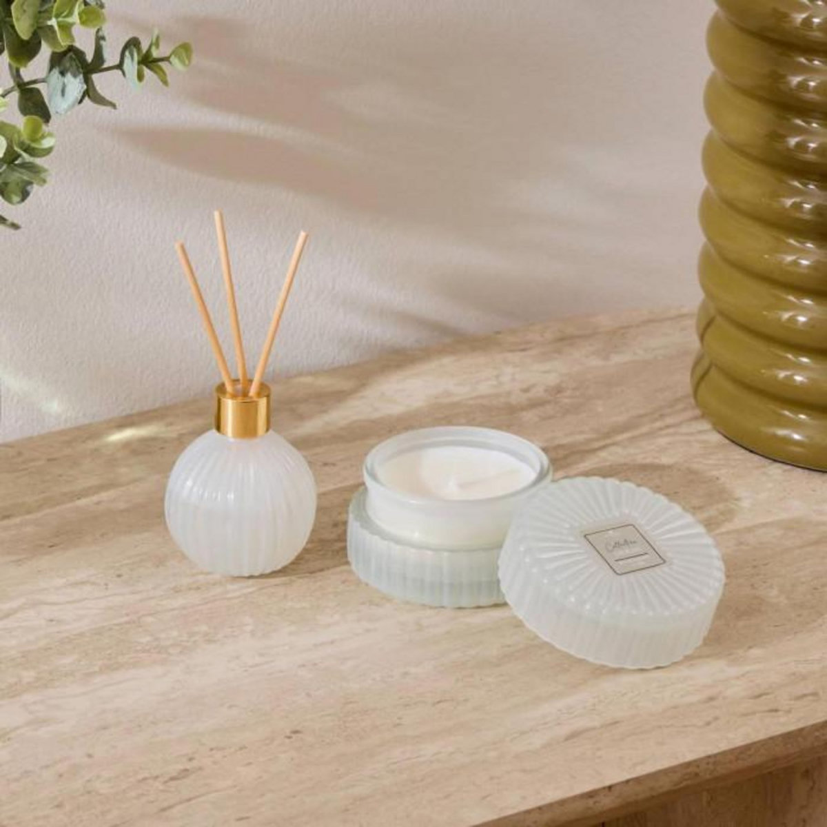 ATMOSPHERA Coffret Senteur 2 Pièces  Albie  8cm Thé Blanc