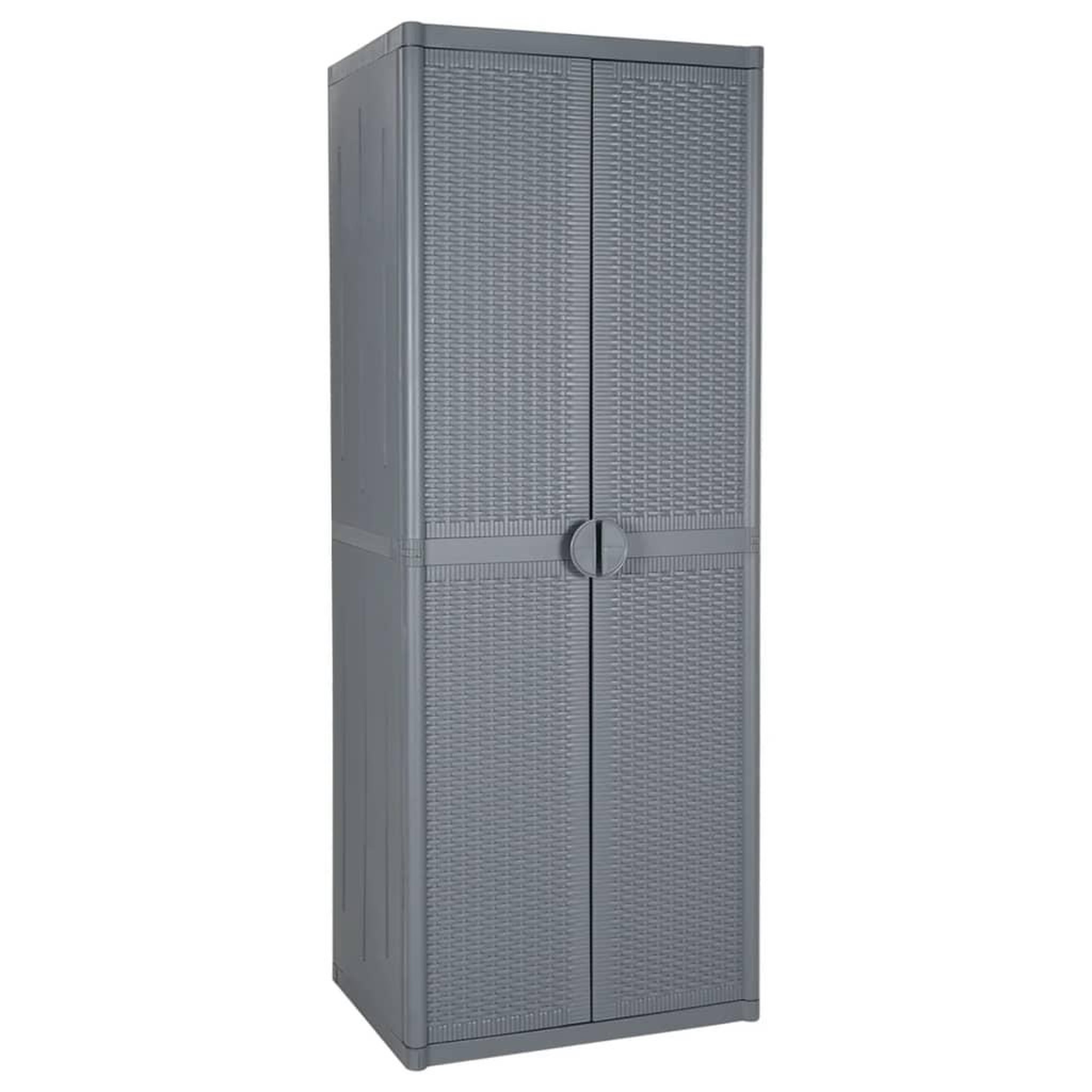 Voir la diapositive 1 : VIDAXL Armoire de rangement de jardin gris 65x45x172 cm PP rotin