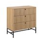 Voir la diapositive 1 : LISA DESIGN Marc - commode 3 tiroirs - effet bois - pieds en métal