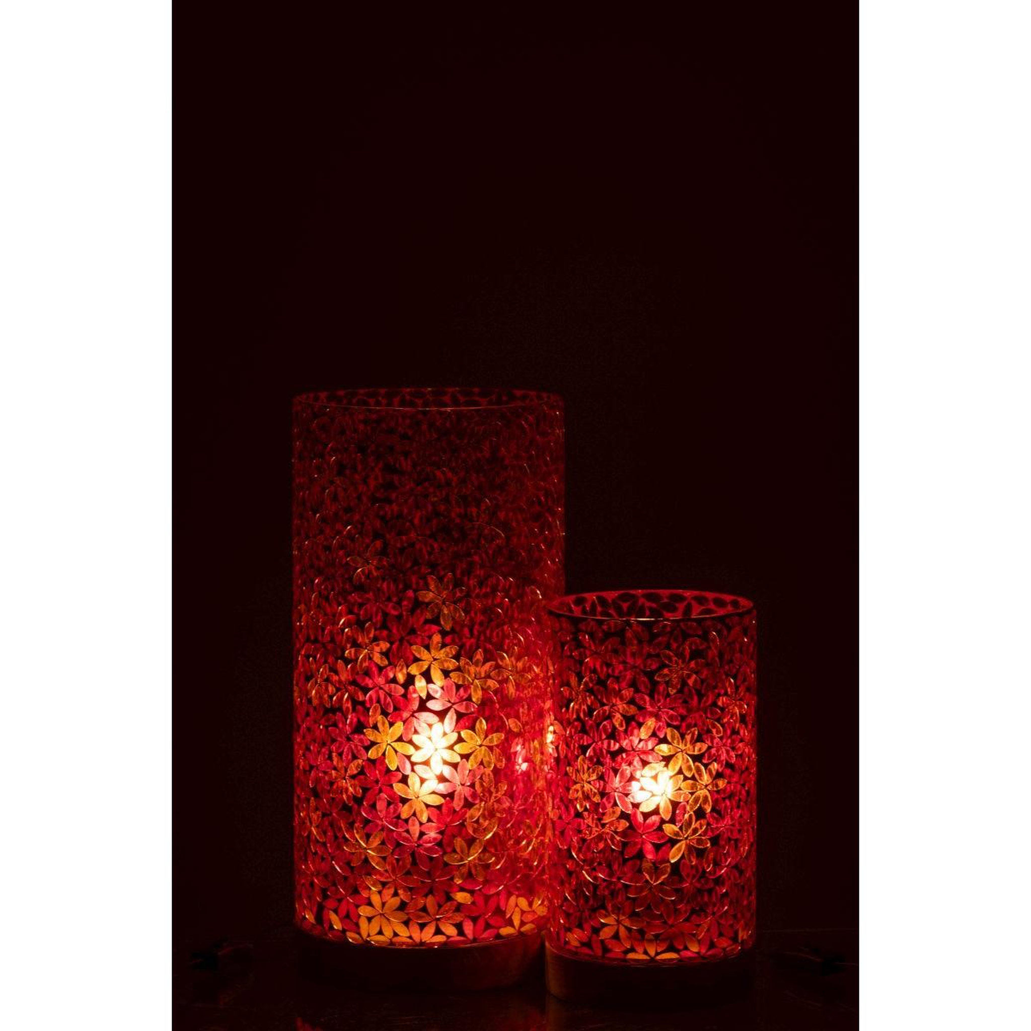 Voir la diapositive 6 : J-LINE Lampe à poser mosaïque en verre  fleur  45cm multicolore