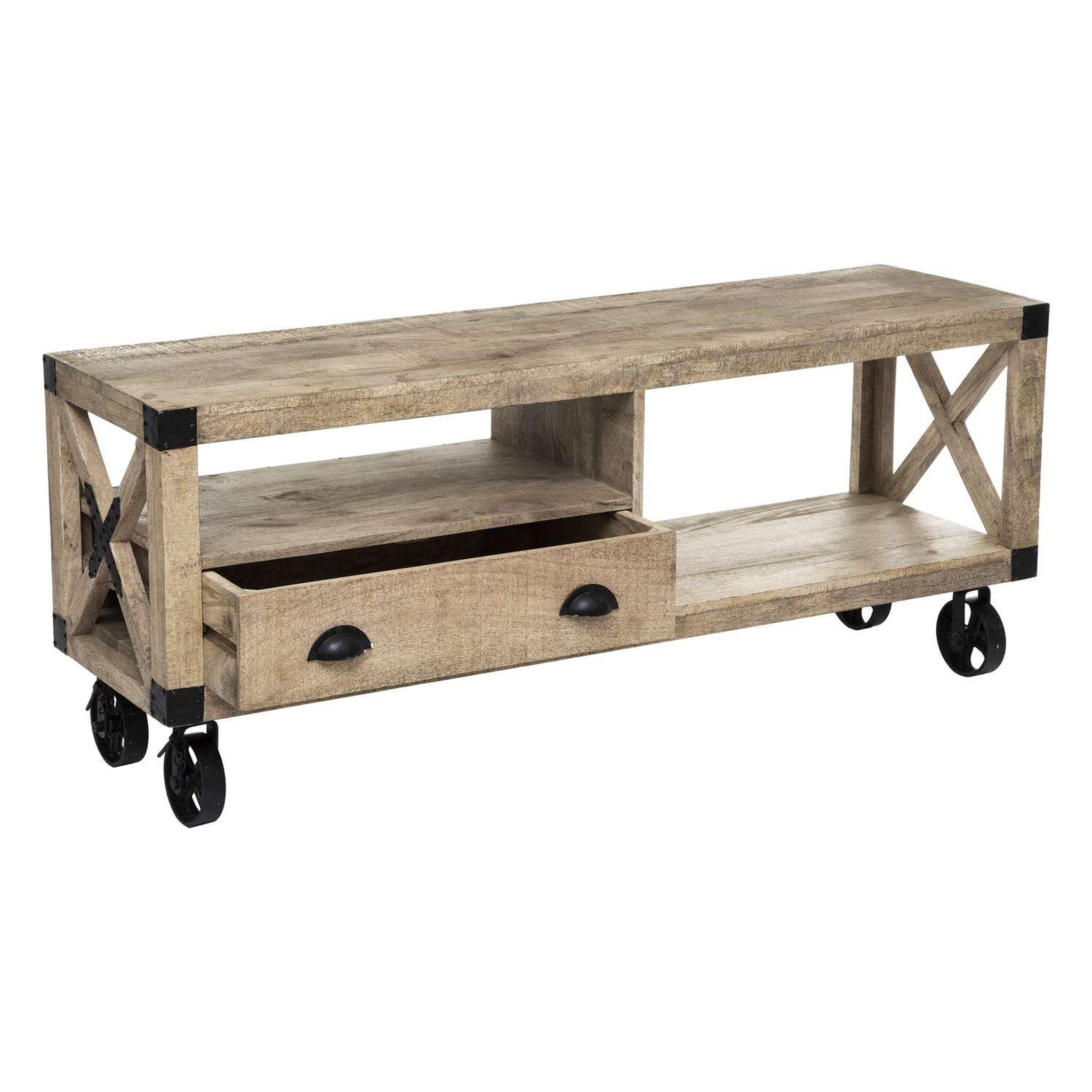 Voir la diapositive 3 : ATMOSPHERA Meuble tv 1 porte en manguier silas - beige