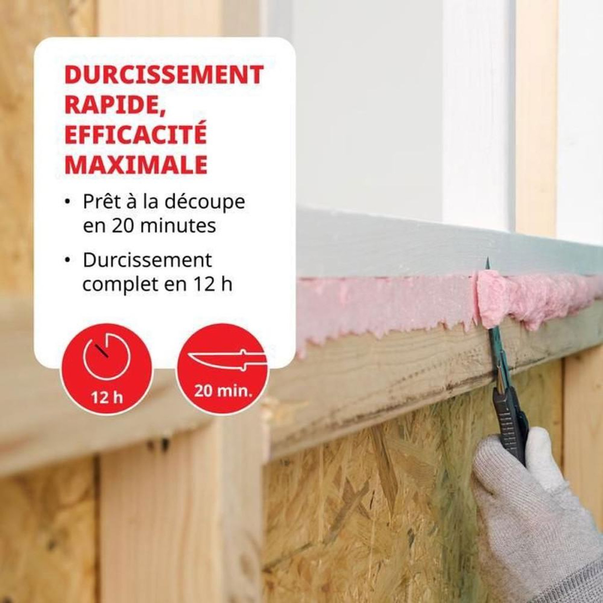 Voir la diapositive 5 : Mousse PU coupe-feu EI 240 pistolable pour joints et obturation, 750 ml