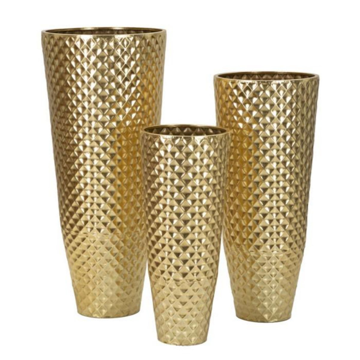 Paris Prix Lot de 3 Vases en Métal  Glotty  110cm Or