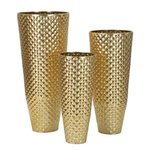 Paris Prix Lot de 3 Vases en Métal  Glotty  110cm Or