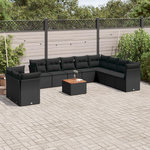 VIDAXL Salon de jardin 11 pcs avec coussins noir resine tressee