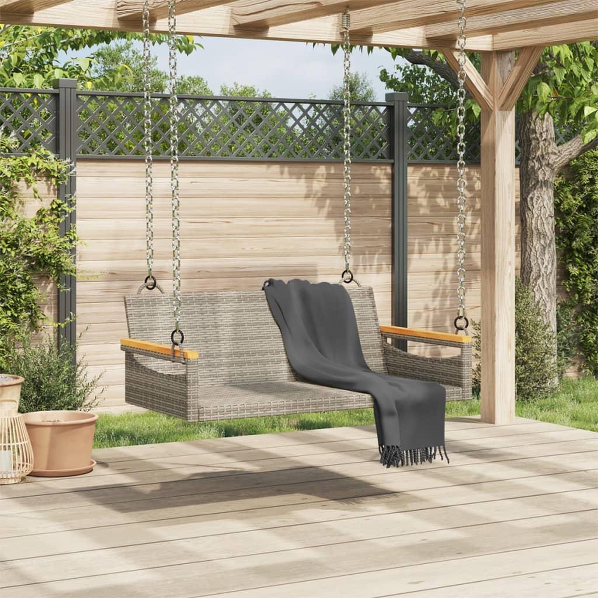 Voir la diapositive 3 : VIDAXL Balancelle gris 109x62x40 cm resine tressee