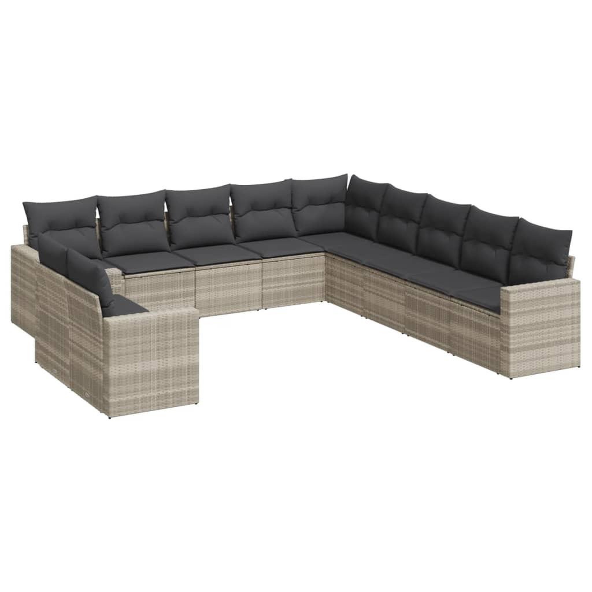 Voir la diapositive 2 : VIDAXL Salon de jardin 11 pcs avec coussins gris clair resine tressee