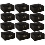 TOILINUX Lot de 12 Boites de rangement en tissu. Coloris disponibles : Gris, Beige, Vert